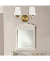 Flynama 2-Light White Plus Gold Bathroom Vanity Light with Shade