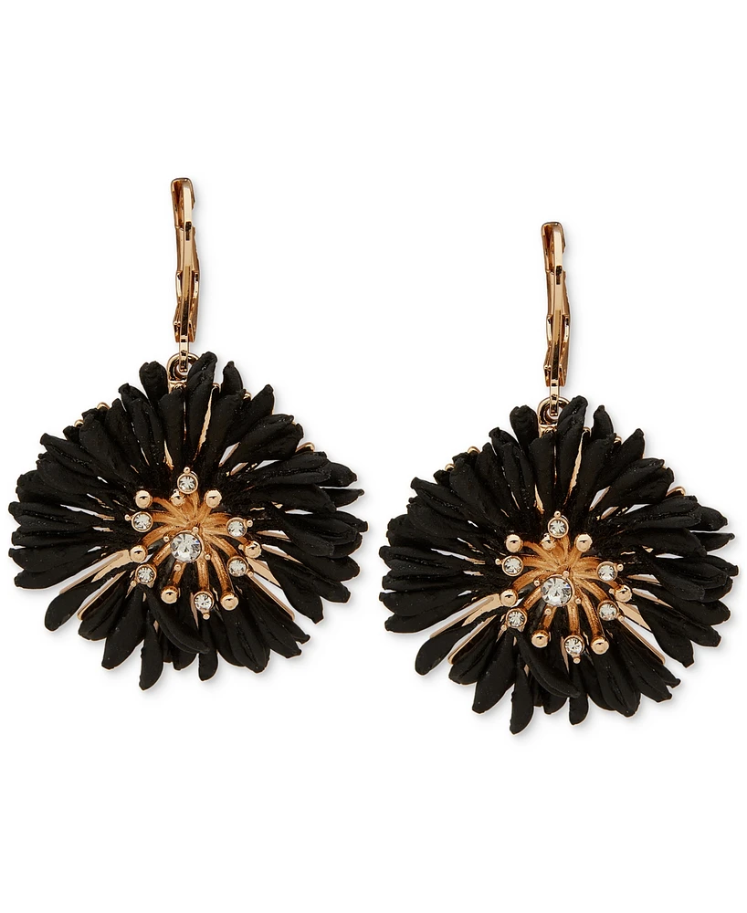 lonna & lilly Gold-Tone Black Flower Drop Earrings