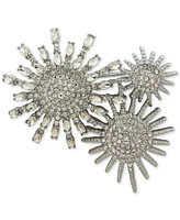 Anne Klein Silver-Tone Crystal Stone & Pave Triple Sunburst Cluster Pin