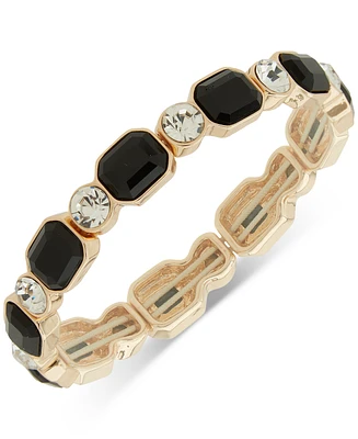 Anne Klein Gold-Tone Jet Stone & Crystal Bezel Alternating Stretch Bracelet