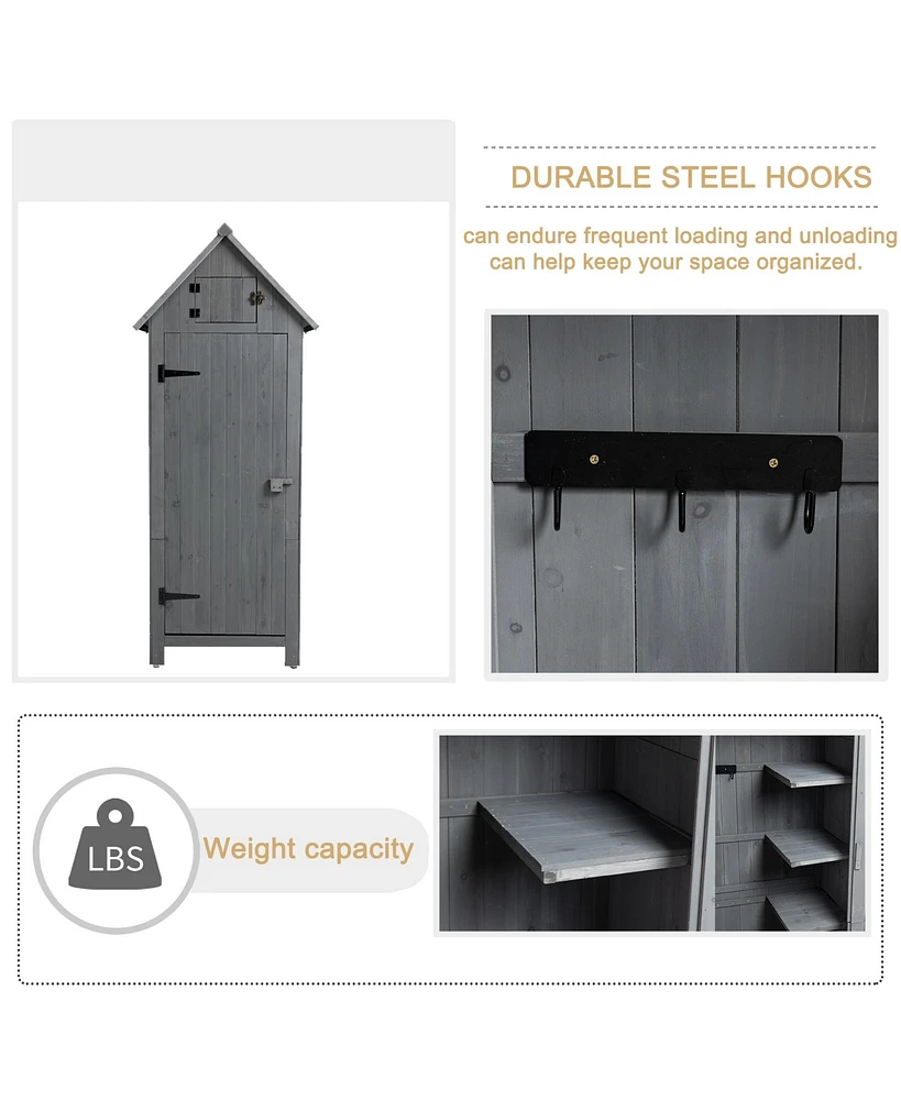 Slickblue Outdoor Storage Cabinet Tool Shed – Wooden Garden Shed in Gray
