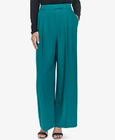 Halston Women's Double-Pleated Mid-Rise Wide-Leg Pants