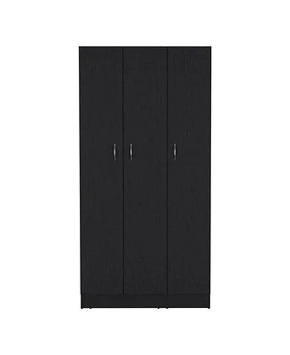 Westbury Wardrobe Armoire with 3-Doors and 2-Inner Drawers, Black