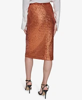 Halston Women's Sequin Pull-On Pencil Skirt