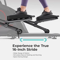 Sunny Health & Fitness Ultra Silent Smart Elliptical Exerciser, 300LB Capacity & 16” Long Stride with Free SunnyFit App Bluetooth Connection
