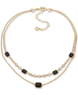 Anne Klein Gold-Tone Jet Stone & Crystal Layered Necklace, 16" + 3" extender