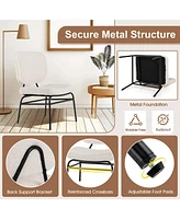 Costway 1 Pcs Upholstered Accent Chair with Sponge Padding Adjustable Foot Pads & Metal Frame