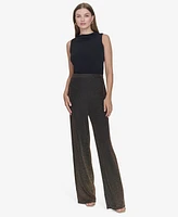 Halston Women's Metallic Pull-On Wide-Leg Pants