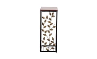 Slickblue Brown Leaf Pattern Iron Side Table, Elegant Coffee Table for Living Room or Patio