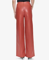 Halston Women's Faux-Leather Straight-Leg Pants