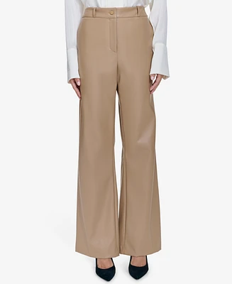 Halston Women's Faux-Leather Straight-Leg Pants