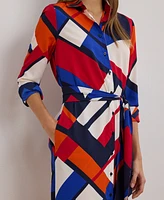 Lauren Ralph Petite Belted Printed Shirtdress