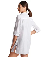 Lauren Ralph Women's Classic Camp Shirt Swim Cover-Up