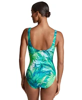 Lauren Ralph Women's Printed Square-Ring One-Piece Swimsuit