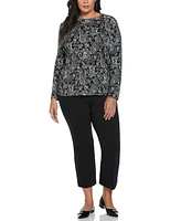 Rafaella Plus Paisley Print Button Detail Long Sleeve Top