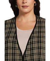 Rafaella Plus Plaid Jacquard Flyaway Cardigan Sweater