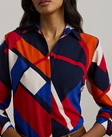 Lauren Ralph Petite Printed Collared Shirt