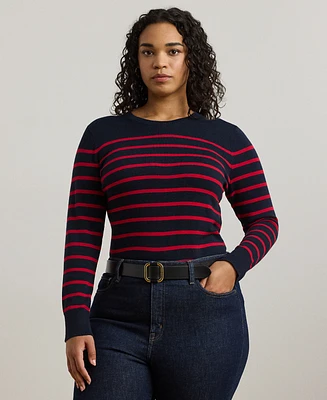 Lauren Ralph Plus Striped Crewneck Sweater