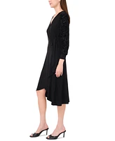 Sam & Jess Women's Contrast-Sleeve Faux-Wrap Dress