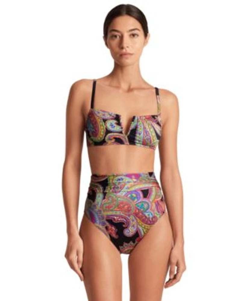 Lauren Ralph Lauren Womens Paisley U Wire Bikini Top High Waist Bottoms
