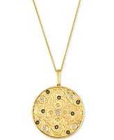 Le Vian Nude Diamond & Chocolate Diamond Filigree Disc Adjustable 20" Pendant Necklace (3/8 ct. t.w.) in 14k Gold