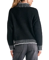 Elan Women's Whipstitched-Edge Mock-Neck Sweater