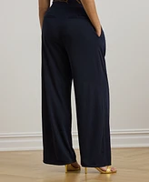 Lauren Ralph Plus Stretch Jersey Wide-Leg Pants