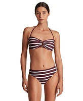 Lauren Ralph Lauren Womens Striped Ring Bandeau Bikini Top Hipster Bottoms