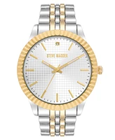 Steve Madden Men's Coin Edge Silver-Tone and Gold-Tone Alloy Metal Watch, 44mm