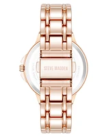 Steve Madden Women's Charming Navy and Rose Gold-Tone Alloy Metal Bracelet Watch, 38mm