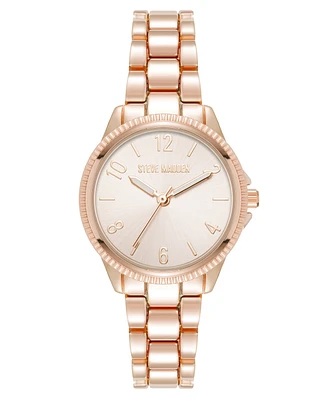 Steve Madden Women's Everyday Rose Gold-Tone Alloy Metal Bracelet Watch, 30mm