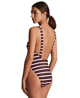Lauren Ralph Women's Striped Low-Back One-Piece Swimsuit