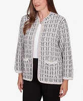 Alfred Dunner Women's Romancing the Stone Textured Collared Knit Jacket