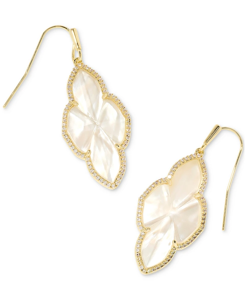 Kendra Scott Gold-Tone Mother of Pearl & Crystal Flower Drop Earrings