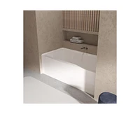 gaomon 60 Inch Acrylic Rectangular Alcove Soaking Bathtub, Rectangle 60-Inch x -Inch Alcove Bath with Integral Apron