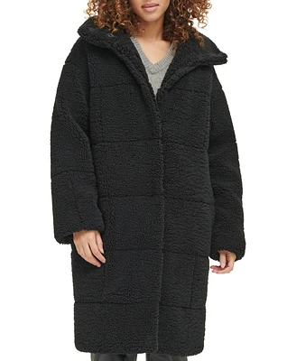 Levi's Women's Long Sherpa Snap-Closure Teddy Coat