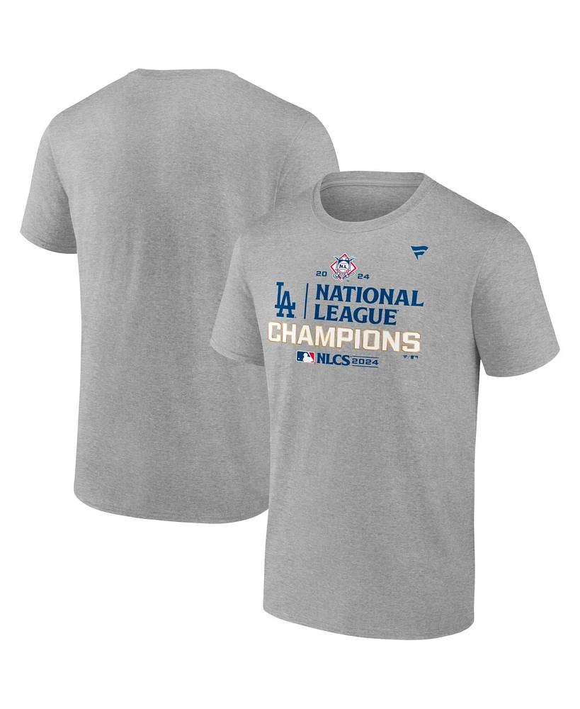 Fanatics Men's Heather Gray Los Angeles Dodgers 2024 National League Champions Locker Room T-Shirt