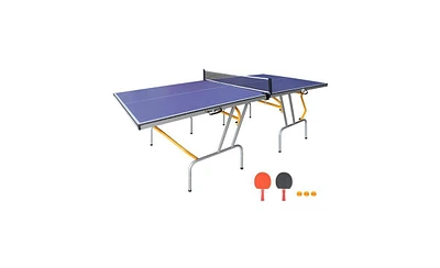 Slickblue 8FT Foldable & Portable Table Tennis Table Set – Mid-Size Ping Pong Table for Indoor/Outdoor Games