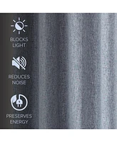 Linen Texture Blackout Grommet Curtains Pair(2 Panels