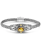 Devata Citrine & Bali with Dragon Bone Chain Bracelet in Sterling Silver and 18K Gold, Medium 7.5 in