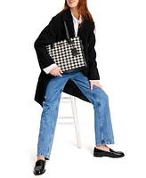 Kate Spade New York Women's Manhattan Houndstooth Tweed Large Market Tote Bag