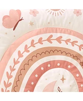 The Peanutshell Crib Bedding Set for Baby Girls, Boho Rainbow, 3 Pieces