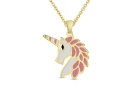 Lily Nily Girls Pink and White Unicorn Pendant Necklace