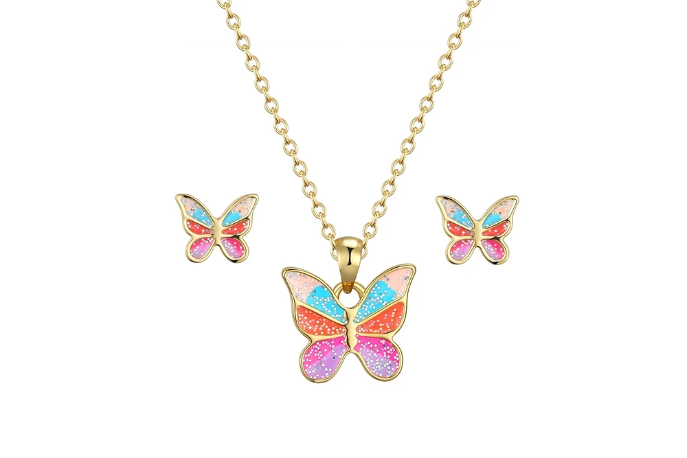 Lily Nily Girls Glitter Butterfly Necklace and Earrings Set