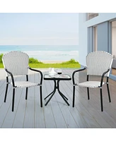 Sugift Set of 4 Patio Rattan Stackable Dining Chair with Armrest for Garden
