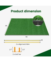 Hongge Artificial Turf Mat for Indoor and Outdoor Golf Practice Includes 2 Rubber Tees and 2 Alignment Sticks-27mm