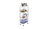 Slickblue 4-Layer Mobile Storage Cart Multi-Functional Shelving for Kitchen, Bathroom, and Laundry Spaces