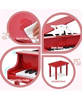 Hongge 30-Key Wood Toy Kids Grand Piano with Bench and Music Rack