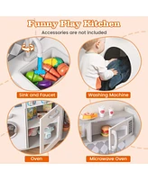 Hongge Pretend Play Kitchen for Kids Aged 3+ with Real Sounds and Lights
