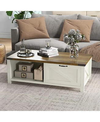 Slickblue Coffee Table in Moose Brown and Arctic White, Modern Design for Living Room Decor